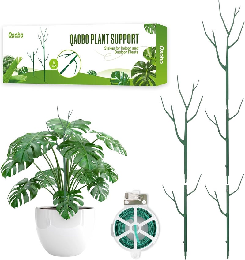 Qaobo 5 Pack Stackable Plant Support Stakes, Climbing Plant Support Structures for Monstera, Pothos, Philodendron Garden Plant Stakes for Indoor Outdoor Plants - Image 1